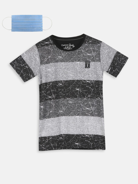 

Lil Tomatoes Boys Black Striped Round Neck T-shirt