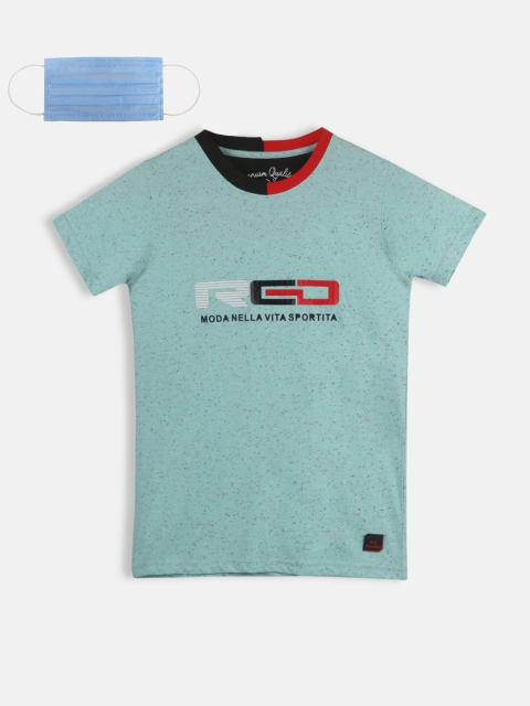 

Lil Tomatoes Boys Teal Green Printed Round Neck T-shirt