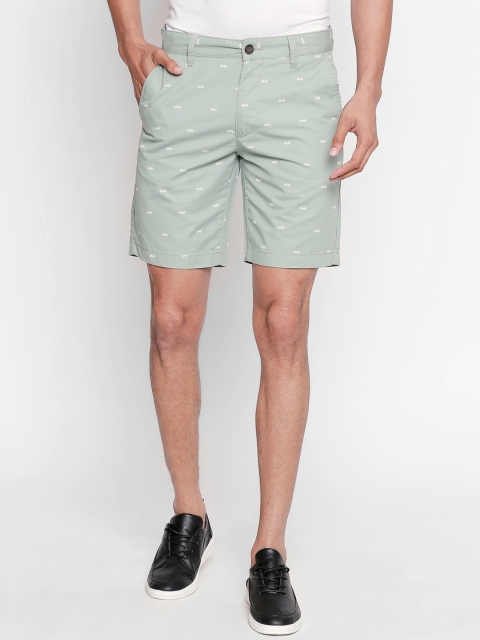 

BYFORD by Pantaloons Men Green Printed Slim Fit Regular Shorts