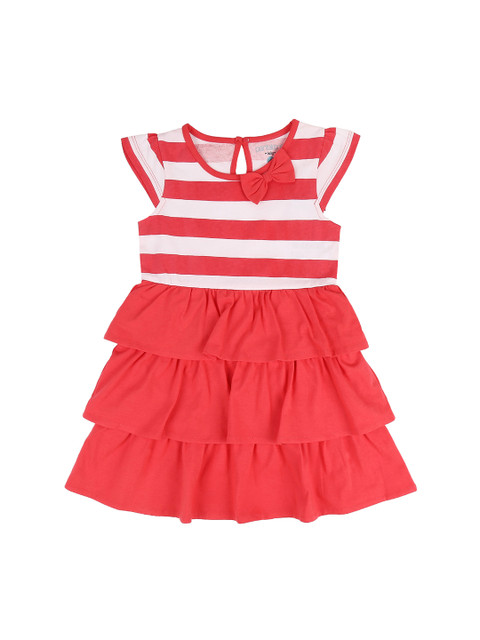 

Pantaloons Baby Girls Red & White Striped Fit and Flare Dress