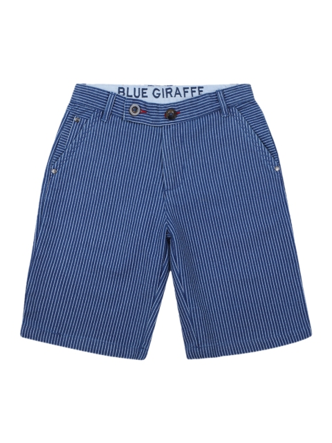 

Blue Giraffe Boys Blue Striped Slim Fit Regular Shorts