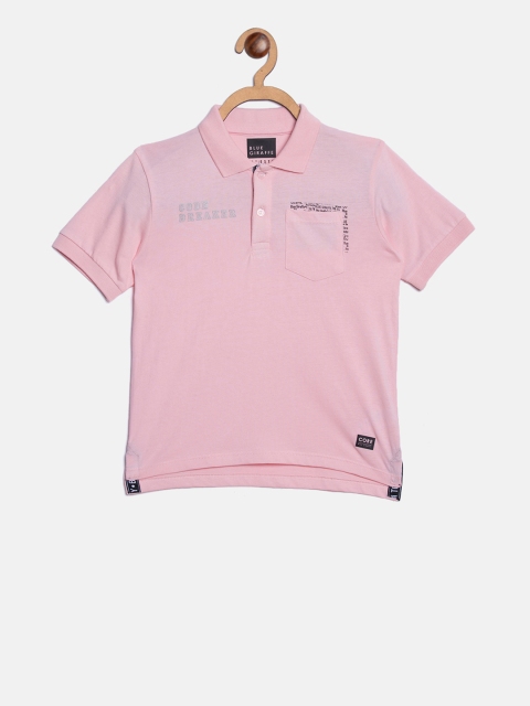 

Blue Giraffe Boys Pink Printed Polo Collar T-shirt