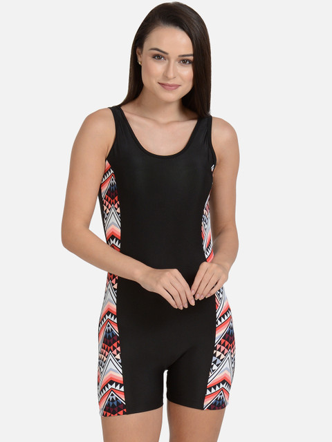 

mod & shy Women Black & Orange Printed Bodysuit MSB11