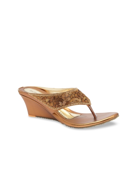 

Butterflies Women Beige & Gold-Toned Embellished Sandals
