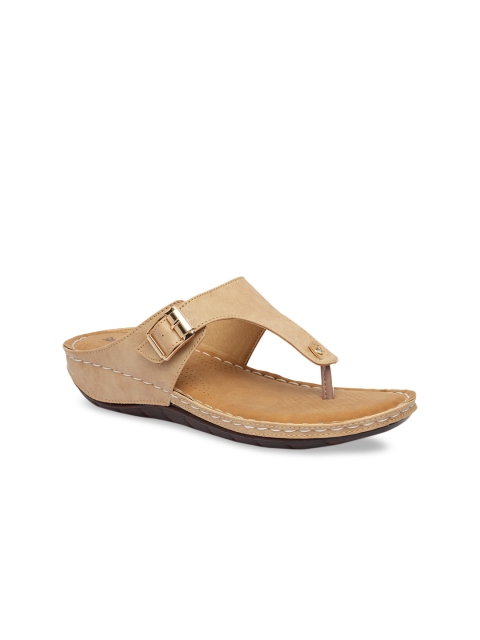 

Butterflies Women Beige Solid T-Strap Flats
