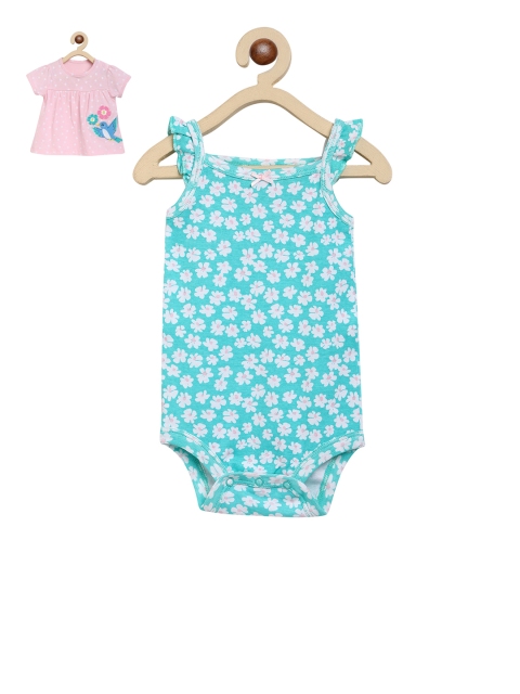 

ZONKO STYLE Girls Pink & Turquoise Blue Printed Clothing Set