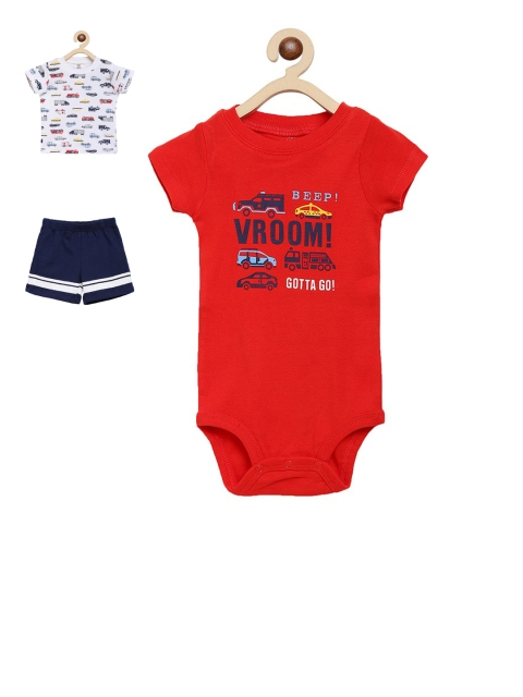 

ZONKO STYLE Infants Boys Red & White Printed Clothing Set