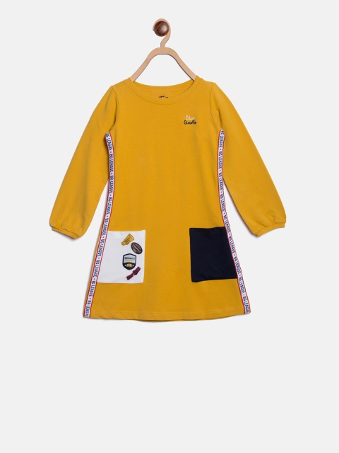 

Blue Giraffe Girls Mustard Yellow Solid T-shirt Dress