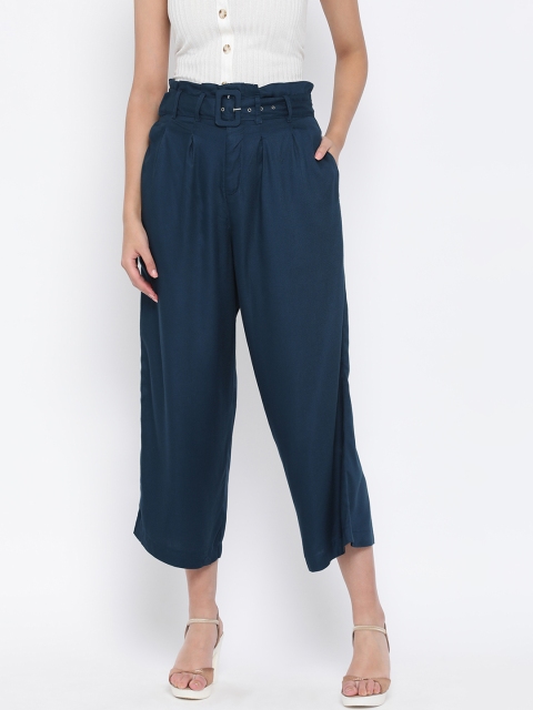 

Oxolloxo Women Blue Regular Fit Solid Culottes