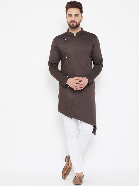 

Hypernation Men Brown Solid Straight Kurta