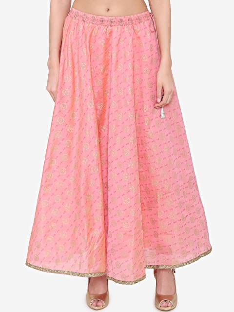 

Laabha Women Peach-Coloured Printed Maxi Skirt