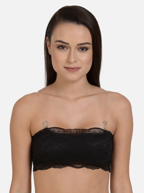 

mod & shy Black Lace Non-Wired Lightly Padded Bandeau Bra MS162