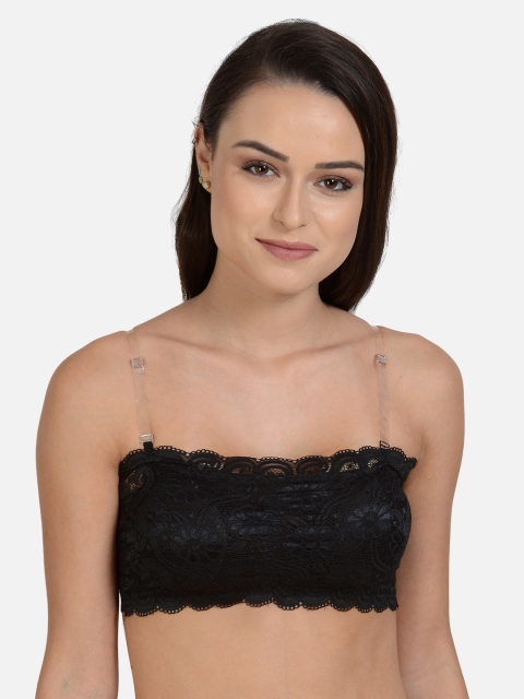 

mod & shy Black Lace Non-Wired Lightly Padded Bandeau Bra MS165