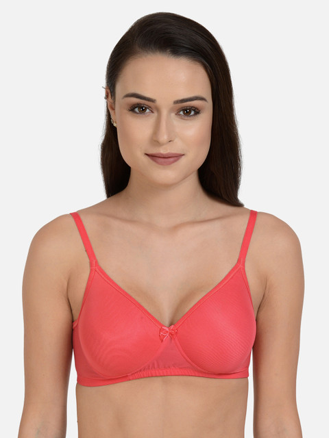 

mod & shy Coral Pink Solid Non-Wired Lightly Padded Everyday Bra MS186