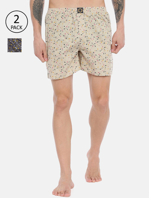 

Joven Men Pack of 2 Printed Pure Cotton Boxers JB2P-RKAR, Grey