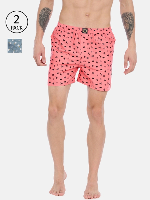 

Joven Men Pack of 2 Printed Boxers JB2P-DNSC, Pink