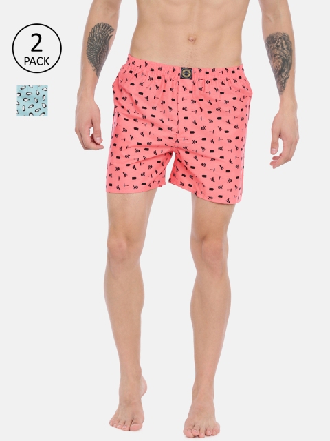 

Joven Men Pack of 2 Printed Pure Cotton Boxers JB2P-DNPG, Pink
