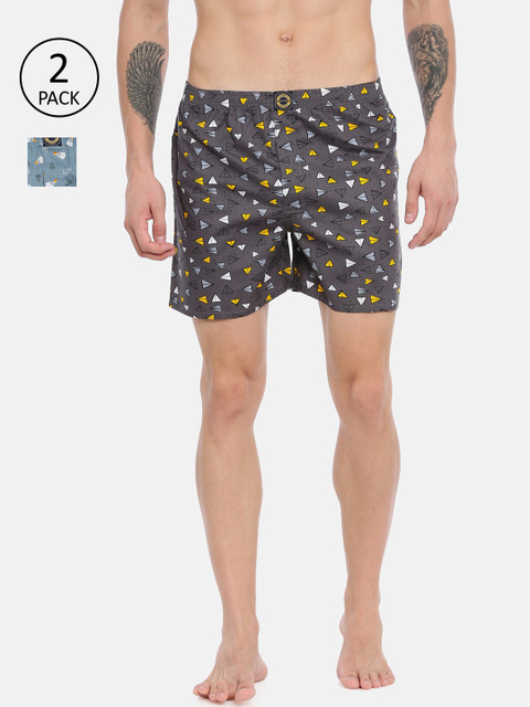 

Joven Men Pack of 2 Printed Boxers JB2P-RKSC, Grey