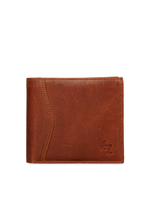 

LEISURES Men Tan Brown Textured Leather Two Fold Wallet