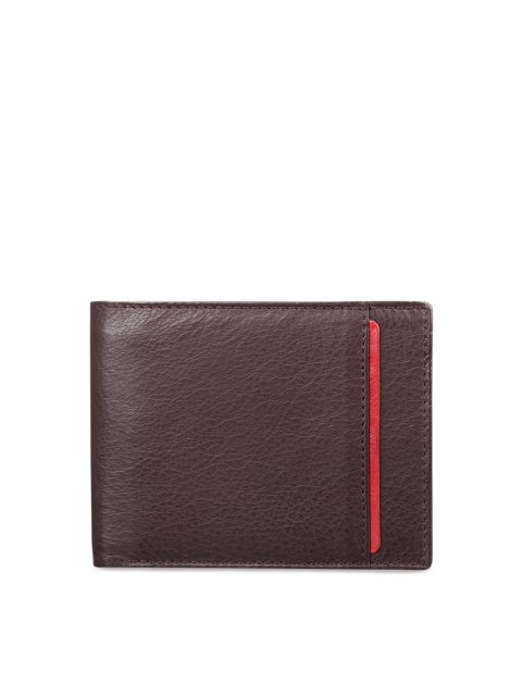 

LEISURES Men Brown Textured Two Fold Leather Wallet
