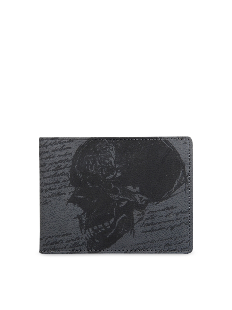 

LEISURES Men Blue & Black Printed Leather Two Fold Wallet