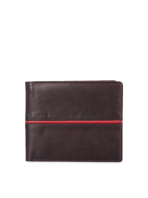 

LEISURES Men Brown Textured Two Fold Leather Wallet