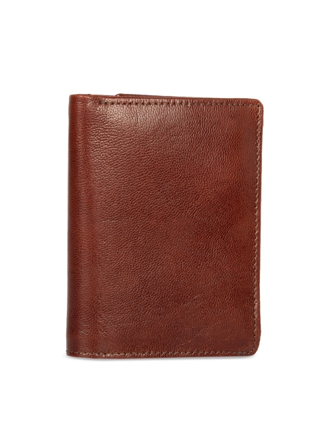 

LEISURES Men Tan Brown Textured Leather Three Fold Wallet