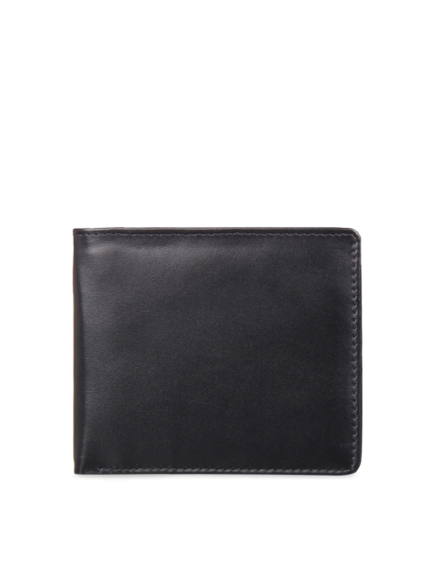 

LEISURES Men Black Solid Leather Two Fold Wallet