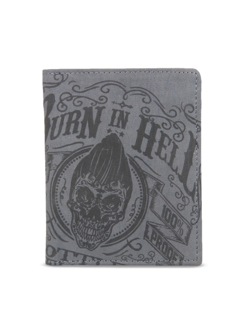 

LEISURES Men Grey Printed Leather Two Fold Wallet