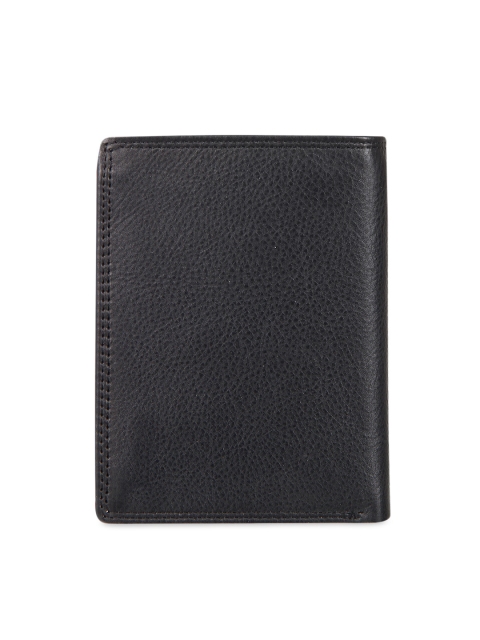 

LEISURES Men Black Leather Textured Two Fold Wallet