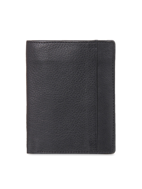 

LEISURES Men Black Textured Leather Two Fold Wallet