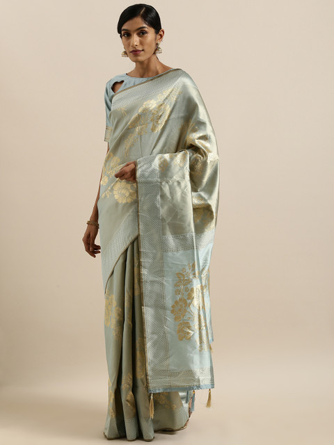 

SHAVYA Sea Green & Golden Pure Silk Woven Design Banarasi Saree