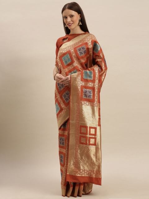 

SHAVYA Maroon & Gold-Coloured Pure Silk Woven Design Banarasi Saree