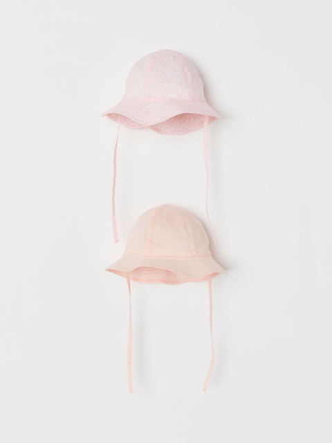 

H&M Unisex Kids 2-Pack Pink & Peach Printed Cotton Bucket Hats