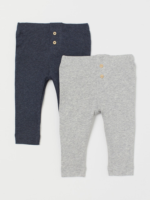 

H&M Kids Blue & Grey Solid 2-pack Sustainable Leggings