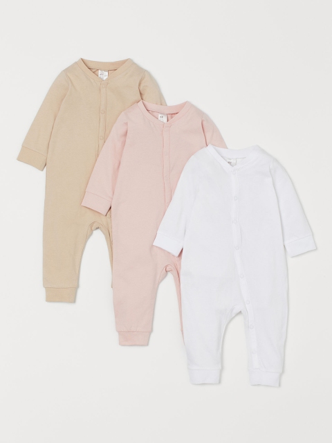 

H&M Kids Multi-colored Solid 3-pack Cotton Sustainable Pyjamas, White