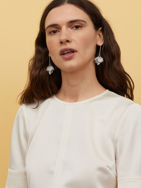 

H&M Women White Short-Sleeved Satin Blouse