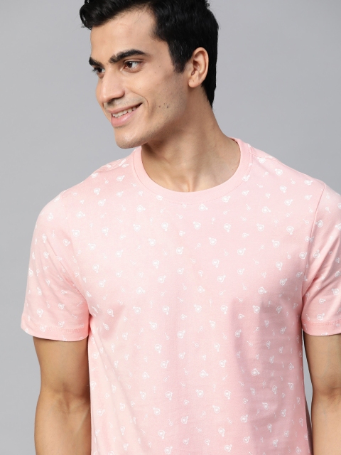 

Mast & Harbour Men Pink Printed Round Neck T-shirt