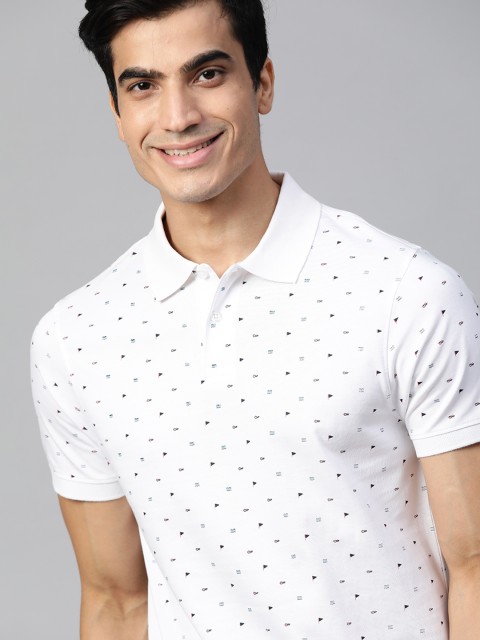 

Mast & Harbour Men White & Black Ditsy Print Polo Collar T-shirt
