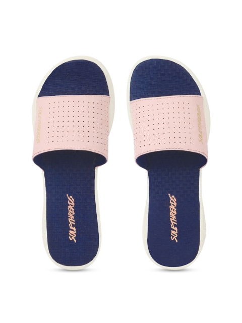 

Solethreads Women Navy Blue & Pink Self Design Ultra-Light Sliders