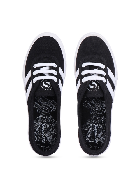 

Solethreads Women Black & White Striped Sneakers