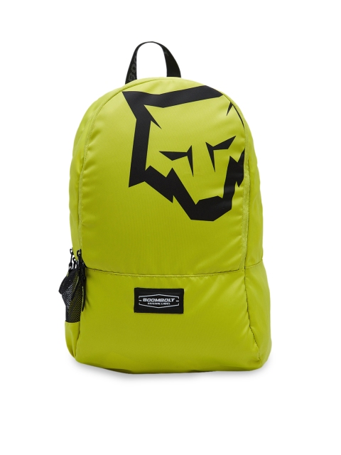

BOOMBOLT Unisex Lime Green Brand Logo Print Backpack