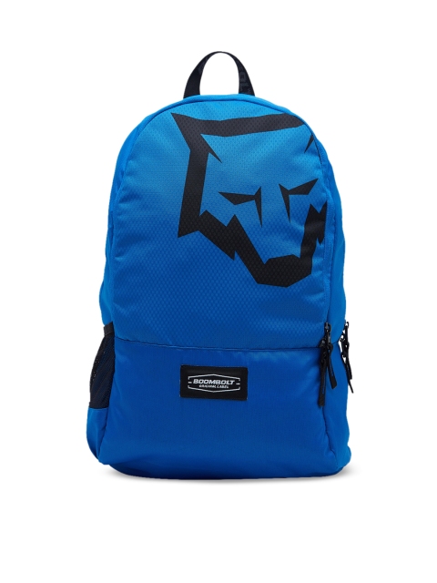 

BOOMBOLT Unisex Blue & Black Brand Logo Backpack