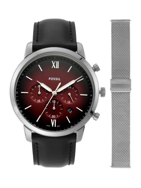 

Fossil Men Red Analogue Leather Watch FS5600SET