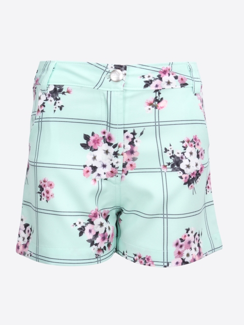 

CUTECUMBER Girls Green & Pink Printed Regular Fit Regular Shorts