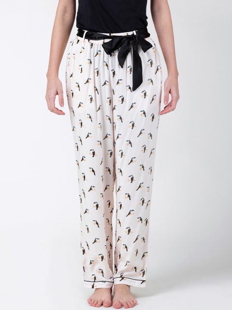 

ADORENITE Women White & Black Printed Lounge Pants