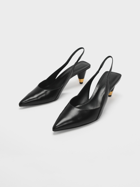

CHARLES & KEITH Women Black Solid Pumps
