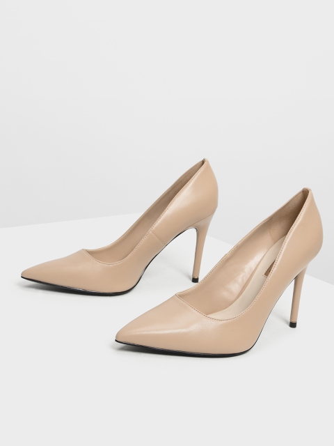 

CHARLES & KEITH Women Nude-Coloured Solid Pumps