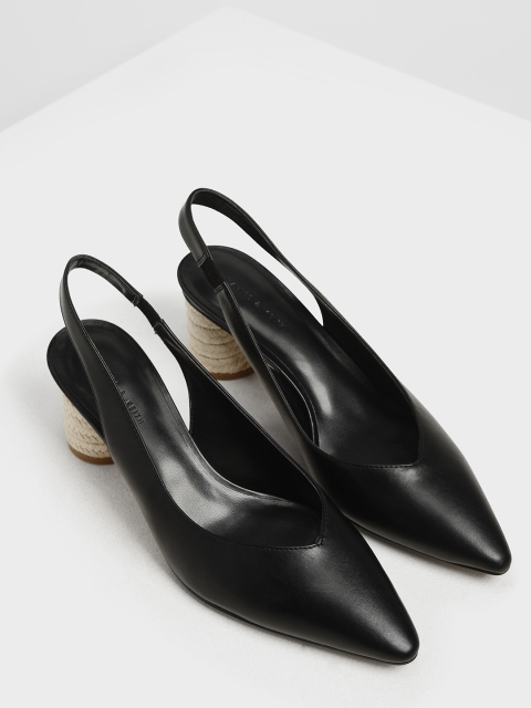 

CHARLES & KEITH Women Black Solid Block Heels
