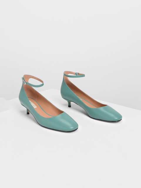 

CHARLES & KEITH Women Turquoise Blue Solid Pumps